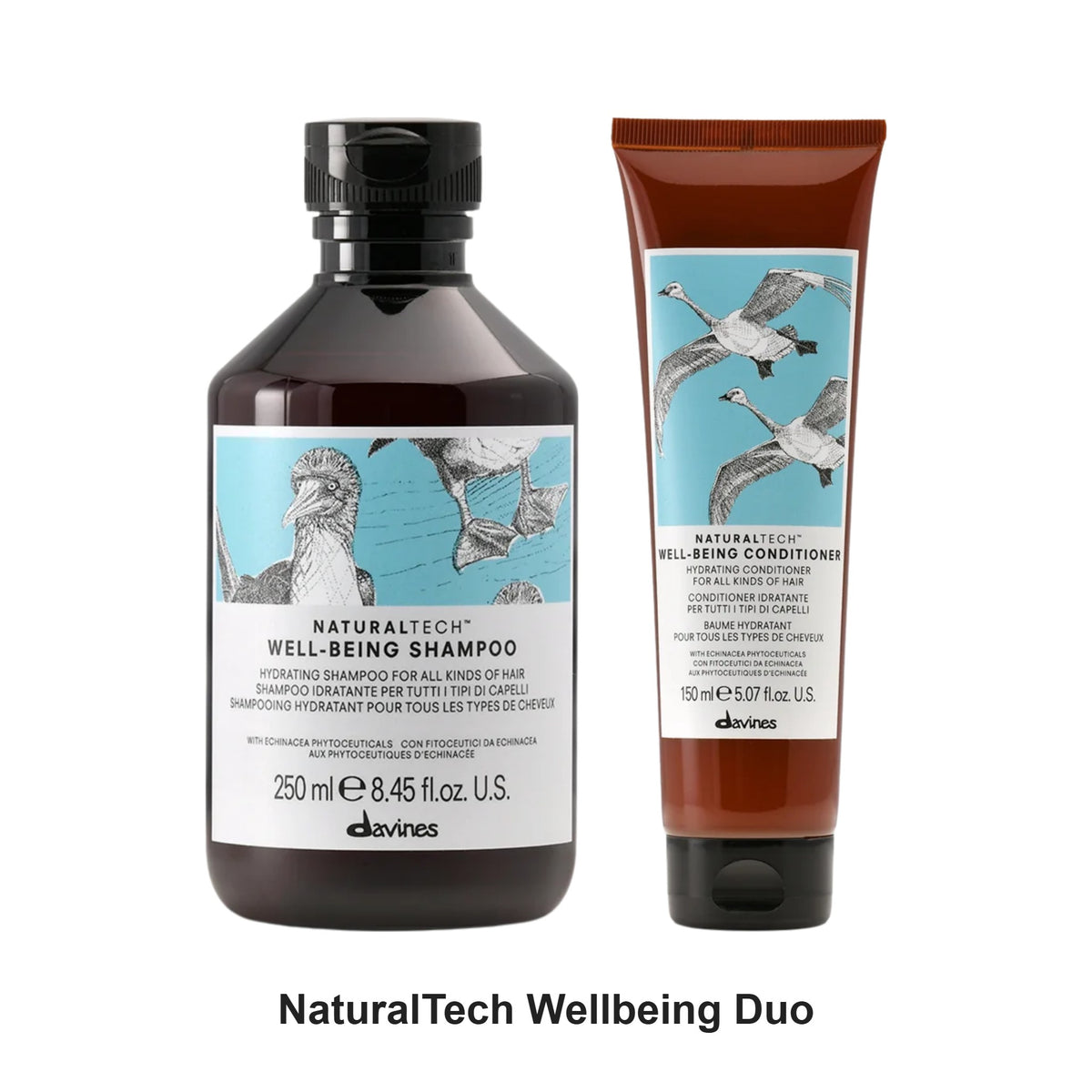 Davines - NaturalTech Wellbeing Shampoo & Conditioner Duo Bundle – bundle contents: NaturalTech Wellbeing Shampoo 250ml, NaturalTech Wellbeing Conditioner 150ml
