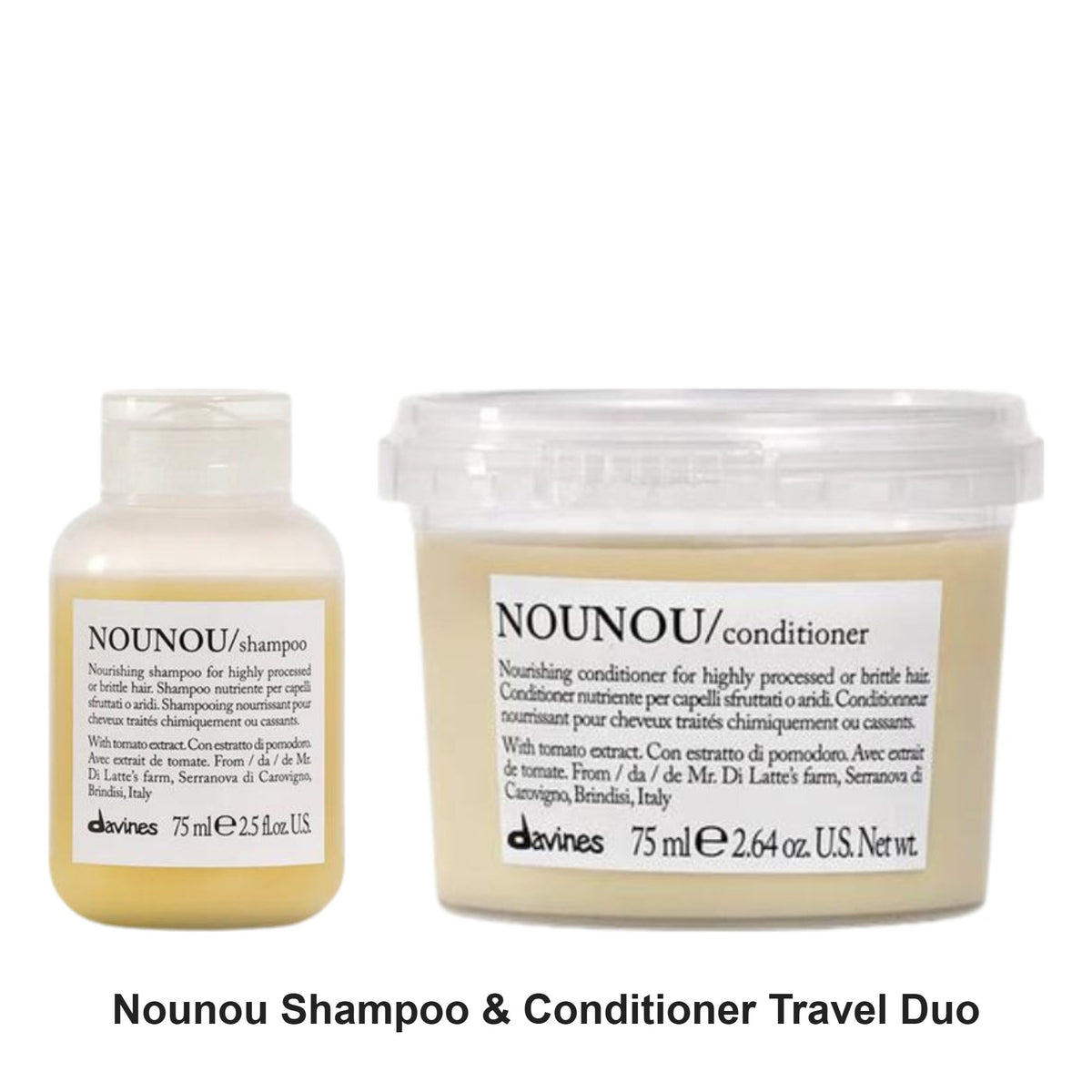 Davines - Nounou Shampoo & Conditioner Travel Duo Bundle – bundle contents: Nounou Shampoo Travel 75ml, Nounou Conditioner Travel 75ml