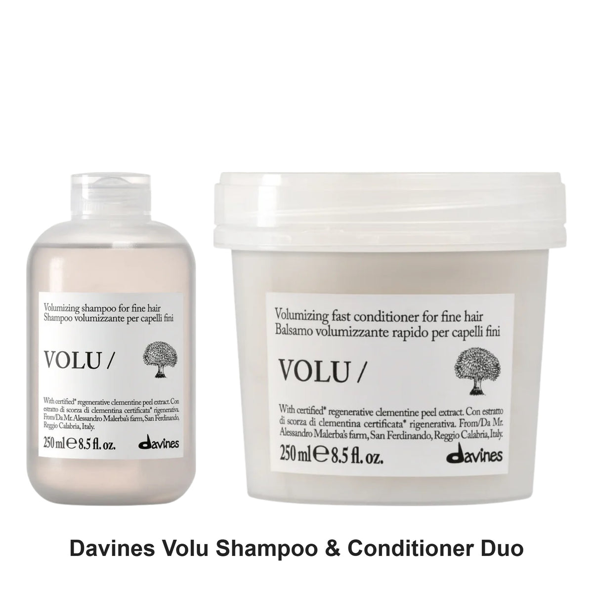 Davines - Volu Shampoo & Conditioner Duo Bundle – bundle contents: Volu Shampoo 250ml, Volu Conditioner 250ml