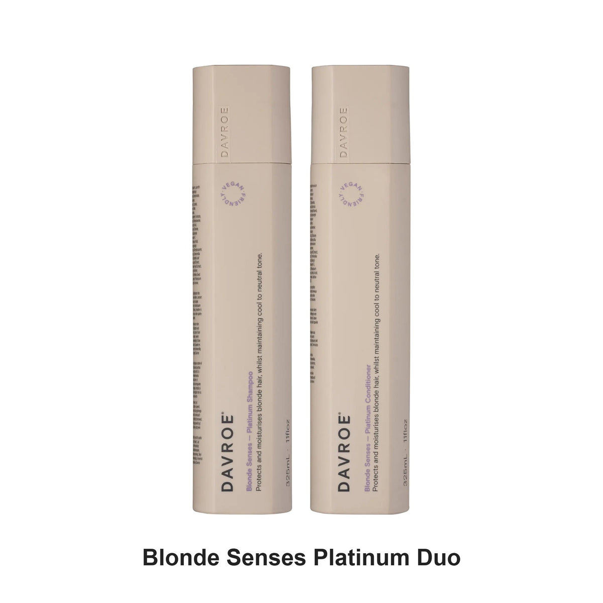 Davroe - Blonde Senses Platinum Shampoo & Conditioner Duo Bundle – bundle contents: Blonde Senses Platinum Shampoo 325ml, Blonde Senses Platinum Conditioner 325ml