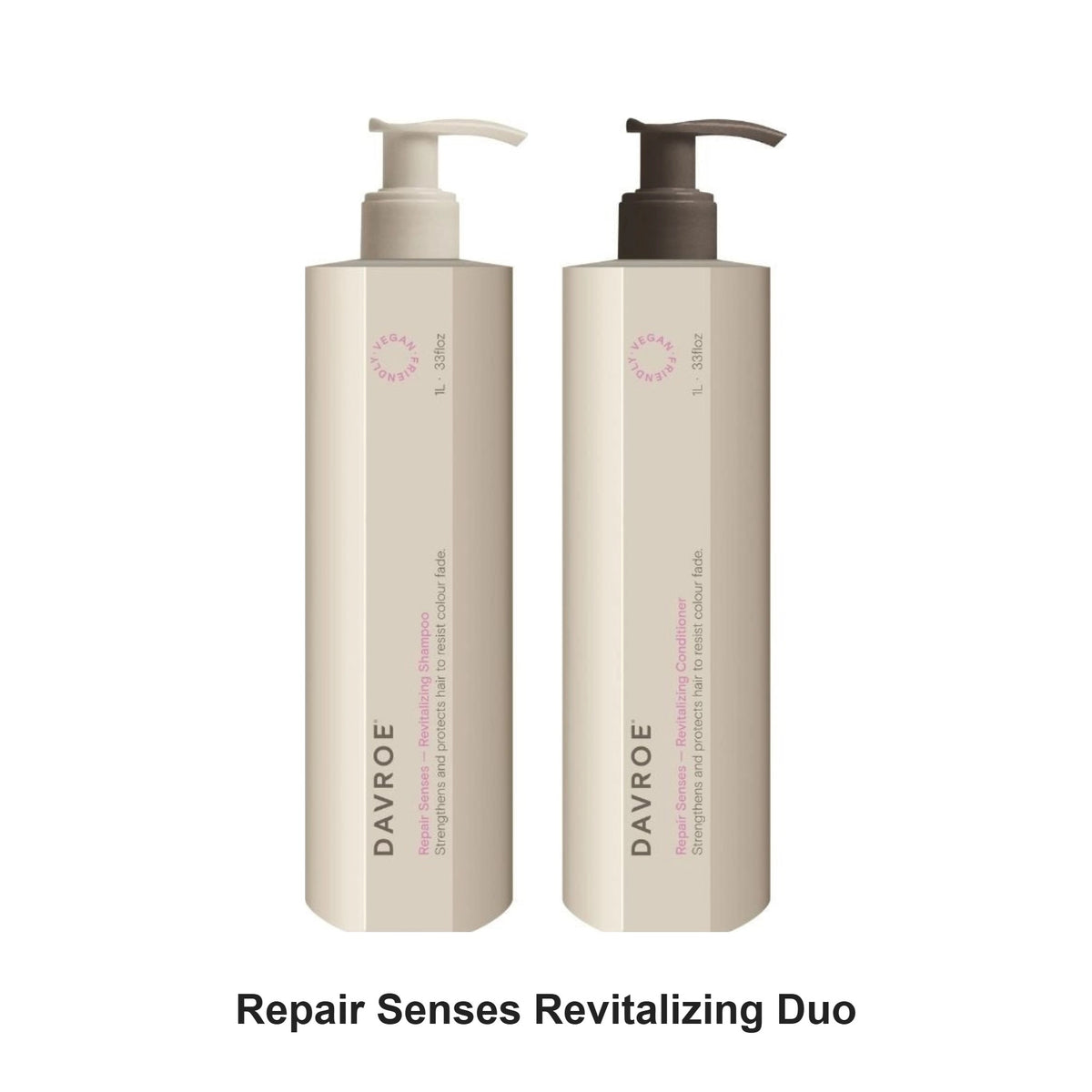 Davroe - Repair Senses Revitalizing Shampoo & Conditioner Duo 1000ml Bundle – bundle contents: Repair Senses Revitalizing Shampoo 1000ml, Repair Senses Revitalizing Conditioner 1000ml