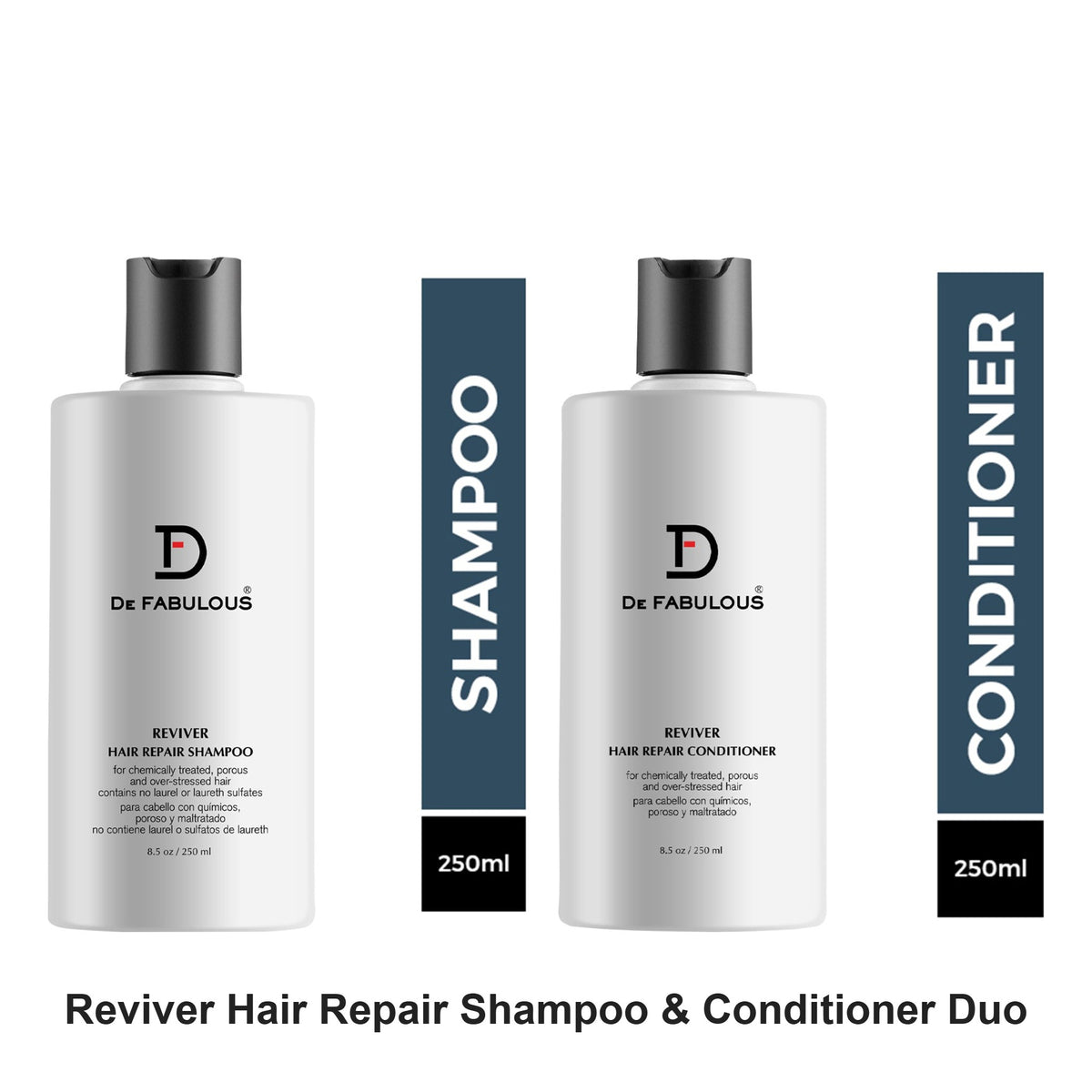 De Fabulous - Reviver Hair Repair Shampoo & Conditioner Duo Bundle – bundle contents: Reviver Hair Repair Shampoo 250ml, Reviver Hair Repair Conditioner 250ml