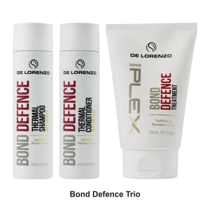 De Lorenzo - Bond Defence Shampoo, Conditioner & Treatment Trio Bundle – bundle contents: Bond Defence Thermal Shampoo 240ml, Bond Defence Thermal Conditioner 240ml, Bond Defence Treatment 3 100ml