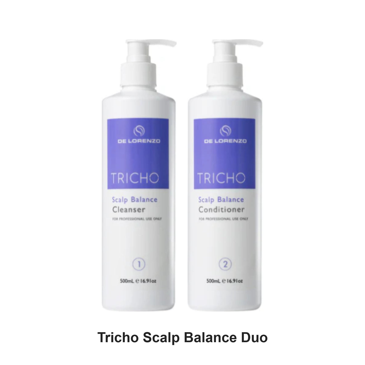 De Lorenzo - Tricho Scalp Balance Cleanser & Conditioner Duo 500ml Bundle – bundle contents: Tricho Scalp Balance Cleanser 500ml, Tricho Scalp Balance Conditioner 500ml