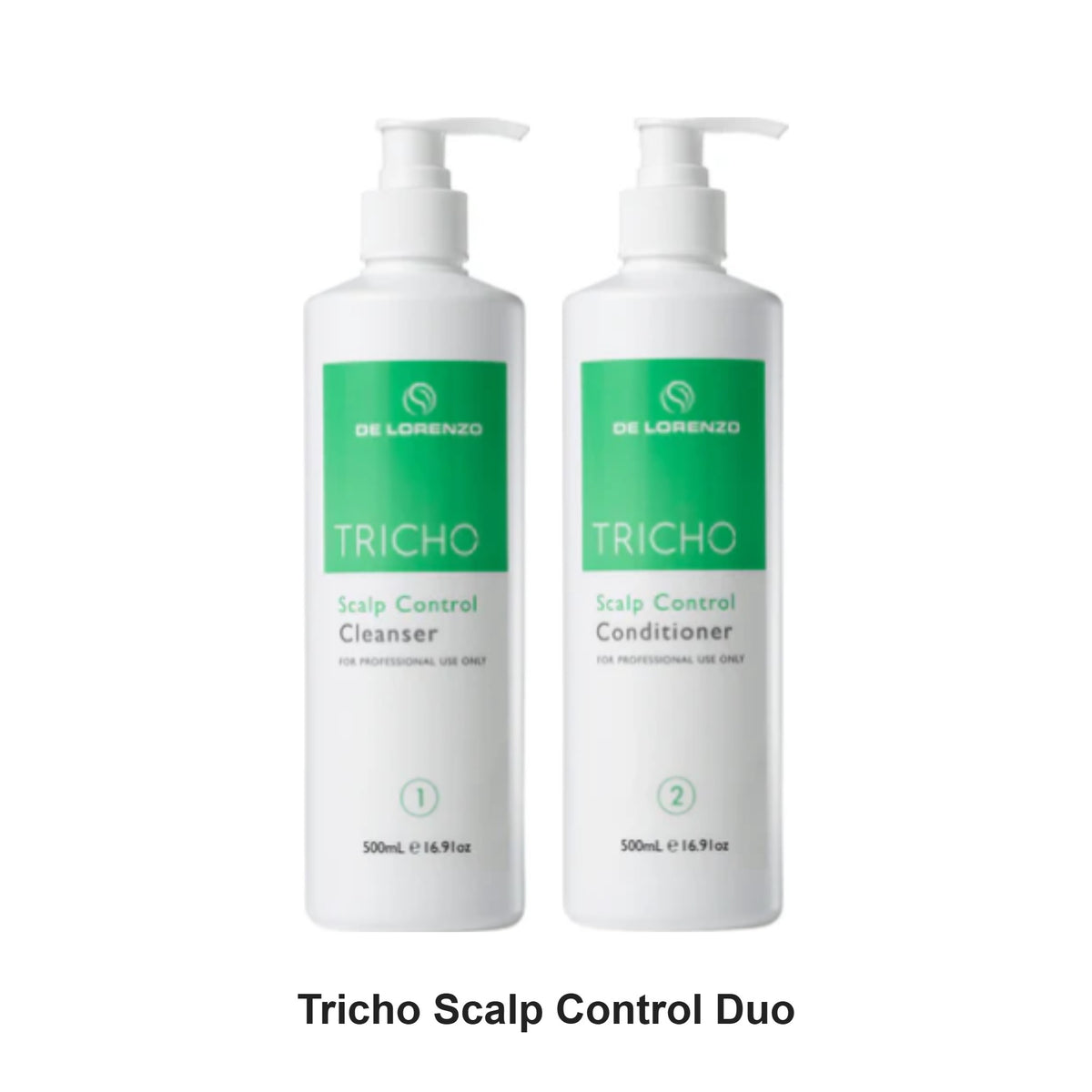 De Lorenzo - Tricho Scalp Control Cleanser & Conditioner Duo 500ml Bundle – bundle contents: Tricho Scalp Control Cleanser 500ml, Tricho Scalp Control Conditioner 500ml