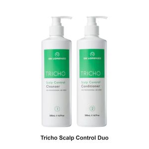 De Lorenzo - Tricho Scalp Control Cleanser & Conditioner Duo 500ml Bundle – bundle contents: Tricho Scalp Control Cleanser 500ml, Tricho Scalp Control Conditioner 500ml