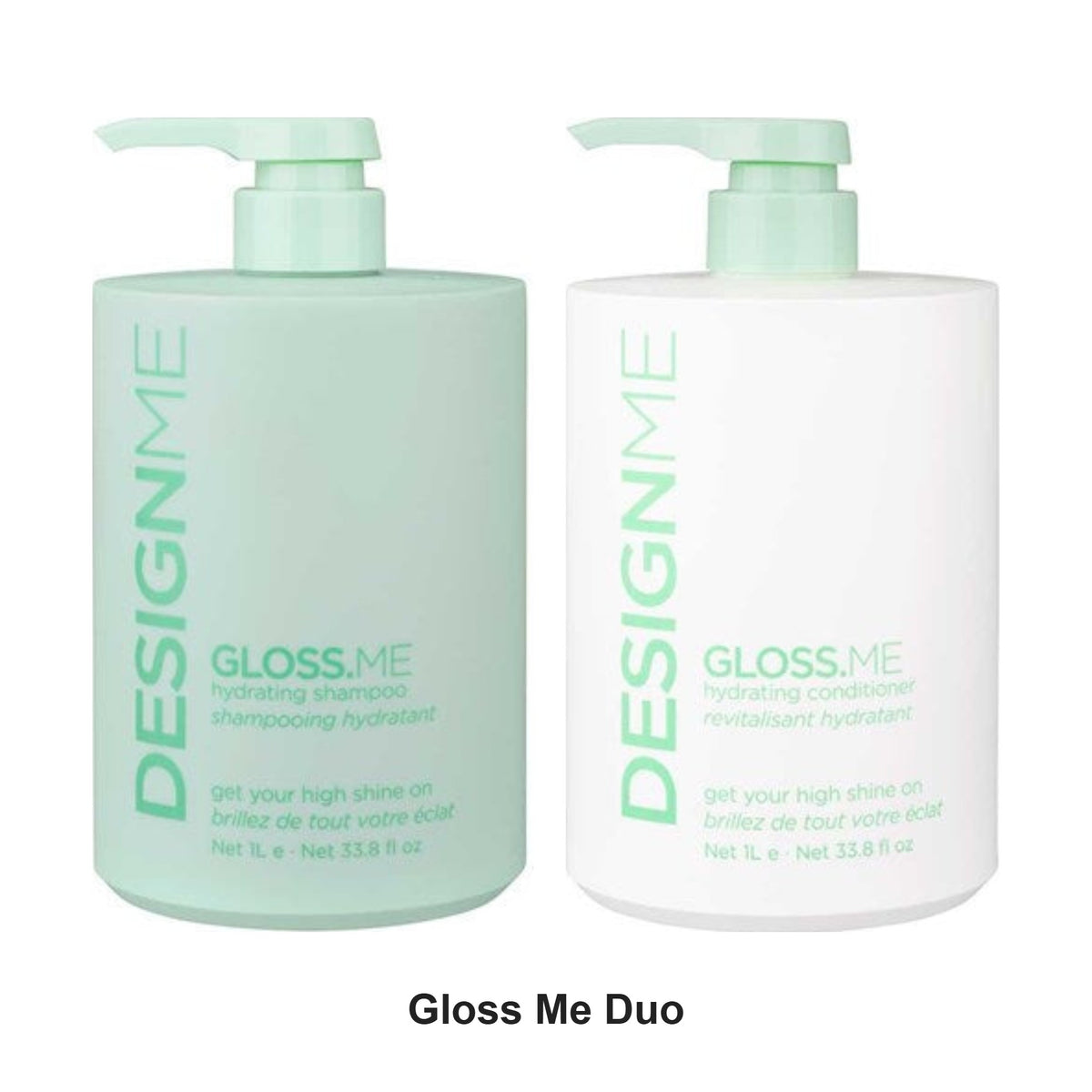 DesignMe - Gloss Me Hydrating Shampoo & Conditioner Duo 1000ml Bundle – bundle contents: Gloss Me Hydrating Shampoo 1000ml, Gloss Me Hydrating Conditioner 1000ml