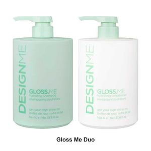 DesignMe - Gloss Me Hydrating Shampoo & Conditioner Duo 1000ml Bundle – bundle contents: Gloss Me Hydrating Shampoo 1000ml, Gloss Me Hydrating Conditioner 1000ml