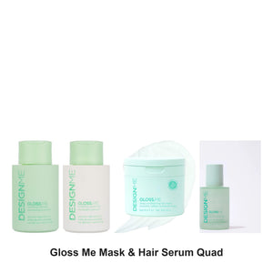 DesignMe - Gloss Me Shampoo, Conditioner, Mask & Hair Serum Quad Bundle – bundle contents: Gloss Me Hydrating Shampoo 300ml, Gloss Me Hydrating Conditioner 300ml, Gloss Me Hydrating Treatment Mask 250ml, Gloss Me Hair Serum 80ml