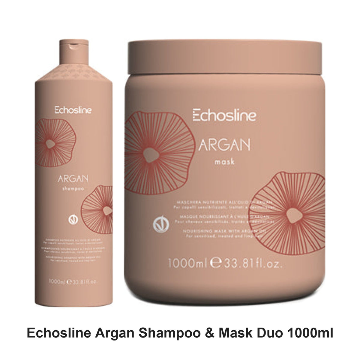 Echosline - Argan Shampoo & Mask Duo 1000ml Bundle – bundle contents: Argan Shampoo 1000ml, Argan Mask 1000ml