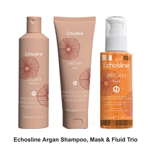 Echosline - Argan Shampoo, Mask & Fluid Trio Bundle – bundle contents: Argan Shampoo 300ml, Argan Mask 300ml, Argan Fluid 100ml