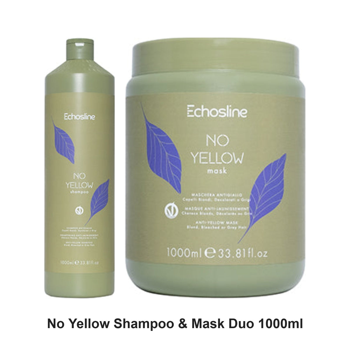 Echosline - No Yellow Shampoo & Mask Duo 1000ml Bundle – bundle contents: No Yellow Shampoo 1000ml, No Yellow Mask 1000ml