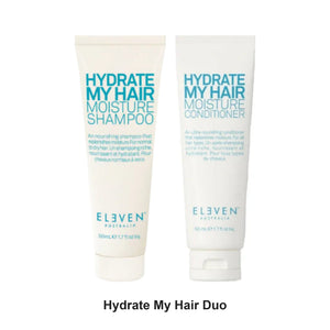 Eleven Australia - Hydrate My Hair Shampoo & Conditioner Travel Duo Bundle – bundle contents: Hydrate My Hair Moisture Shampoo Travel 50ml, Hydrate My Hair Moisture Conditioner Travel 50ml