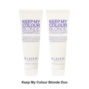 Eleven Australia - Keep My Colour Blonde Shampoo & Conditioner Travel Duo Bundle – bundle contents: Keep My Colour Blonde Shampoo Travel 50ml, Keep My Colour Blonde Conditioner Travel 50ml
