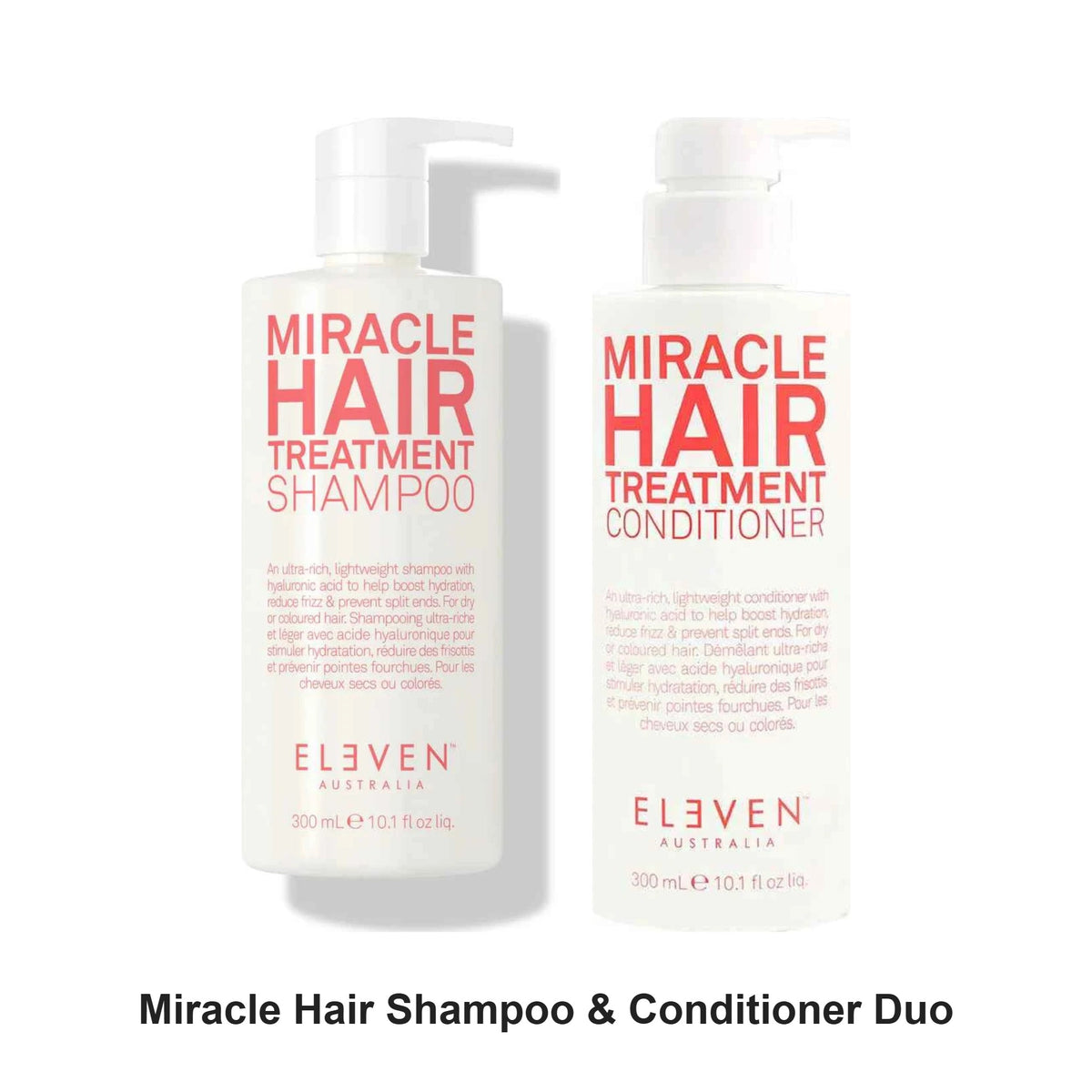 Eleven Australia - Miracle Hair Shampoo & Conditioner Duo Bundle – bundle contents: Miracle Hair Treatment Shampoo 300ml, Miracle Hair Treatment Conditioner 300ml