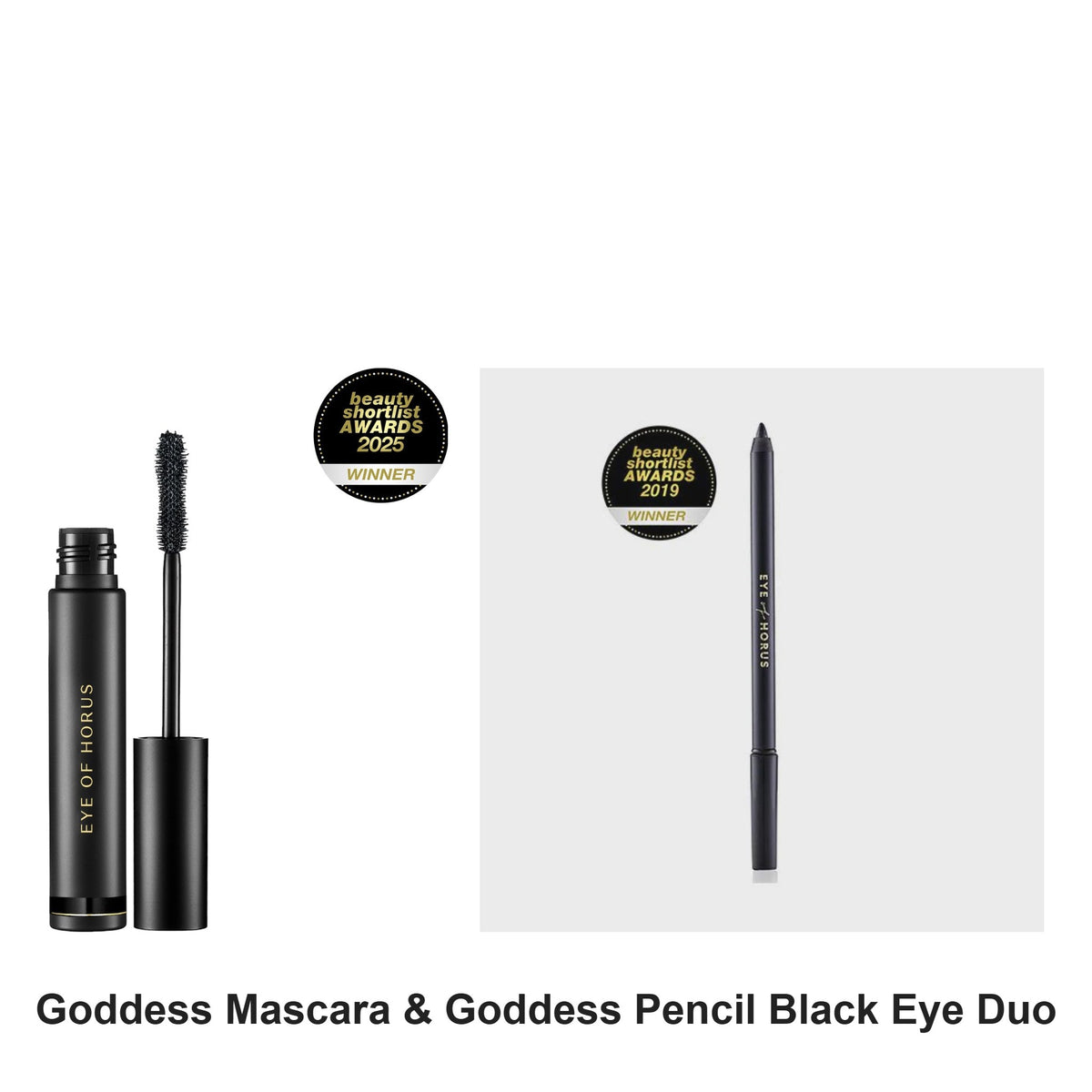 Eye of Horus - Goddess Mascara & Goddess Pencil Black Eye Duo Bundle – bundle contents: Goddess Mascara Black, Goddess Pencil Black