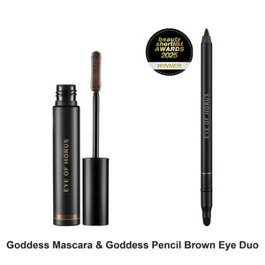 Eye of Horus - Goddess Mascara & Goddess Pencil Brown Eye Duo Bundle – bundle contents: Goddess Mascara Brown, Goddess Pencil Brown