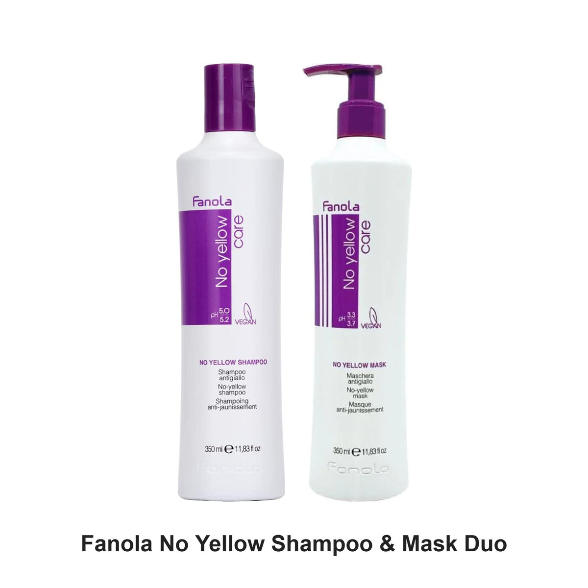 Fanola - No Yellow Shampoo & Mask Duo Bundle – bundle contents: No Yellow Shampoo 350ml, No Yellow Mask 350ml