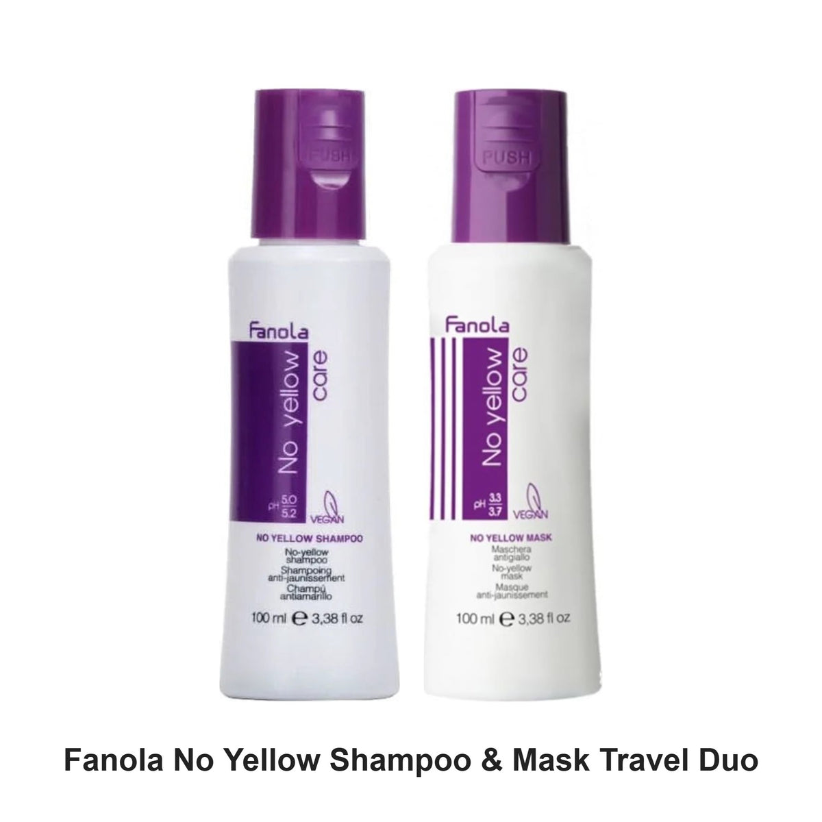 Fanola - No Yellow Shampoo & Mask Travel Duo Bundle – bundle contents: No Yellow Shampoo 100ml, No Yellow Mask 100ml