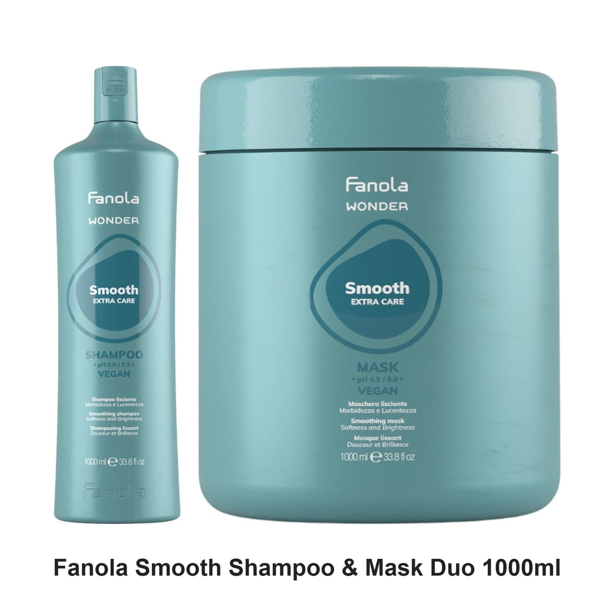 Fanola - Smooth Shampoo & Mask Duo 1000ml Bundle – bundle contents: Smooth Shampoo 1000ml, Smooth Mask 1000ml