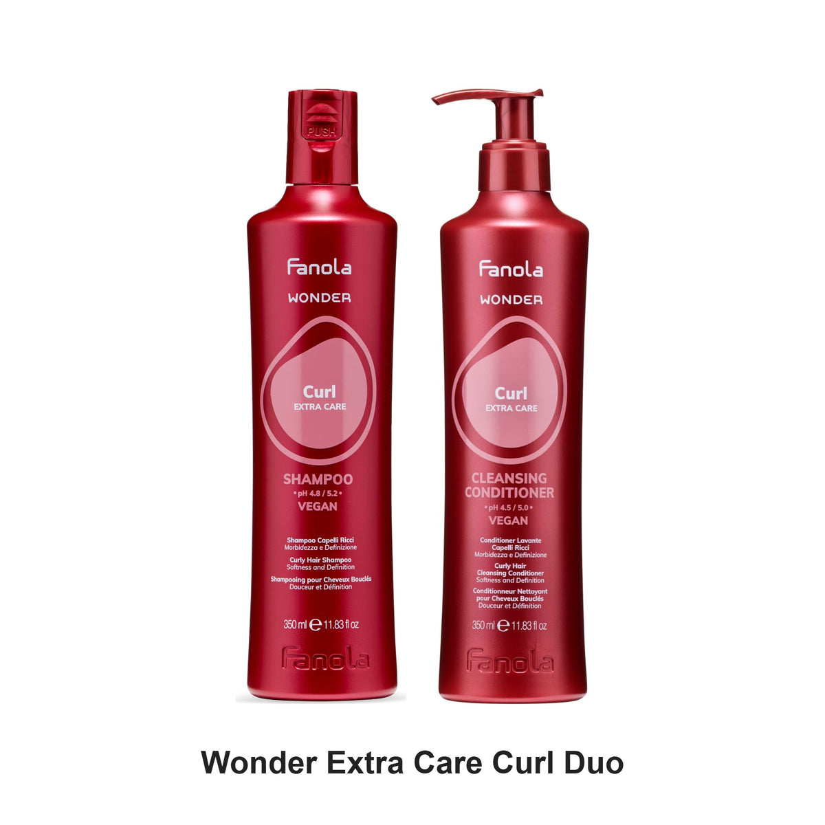 Fanola - Wonder Extra Care Curl Shampoo & Cleansing Conditioner Duo Bundle – bundle contents: Wonder Extra Care Curl Shampoo 350ml, Wonder Extra Care Curl Cleansing Conditioner 350ml