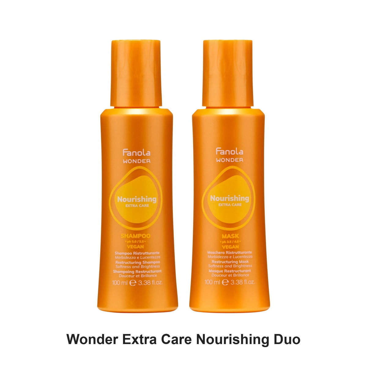 Fanola - Wonder Extra Care Nourishing Shampoo & Mask Travel Duo Bundle – bundle contents: Wonder Extra Care Nourishing Shampoo 100ml, Wonder Extra Care Nourishing Mask 100ml