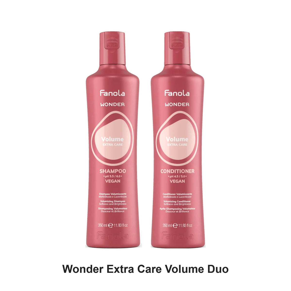 Fanola - Wonder Extra Care Volume Shampoo & Conditioner Duo Bundle – bundle contents: Wonder Extra Care Volume Shampoo 350ml, Wonder Extra Care Volume Conditioner 350ml