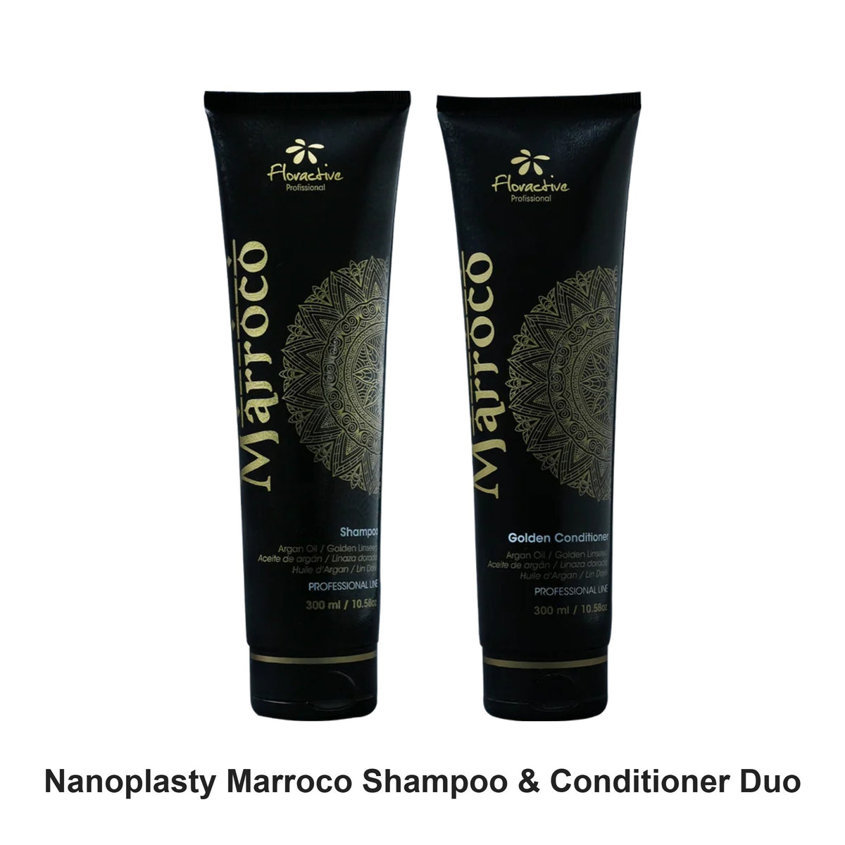 Floractive - Nanoplasty Marroco Shampoo & Conditioner Duo Bundle – bundle contents: Nanoplasty Marroco Shampoo 300ml, Nanoplasty Marroco Conditioner 300ml