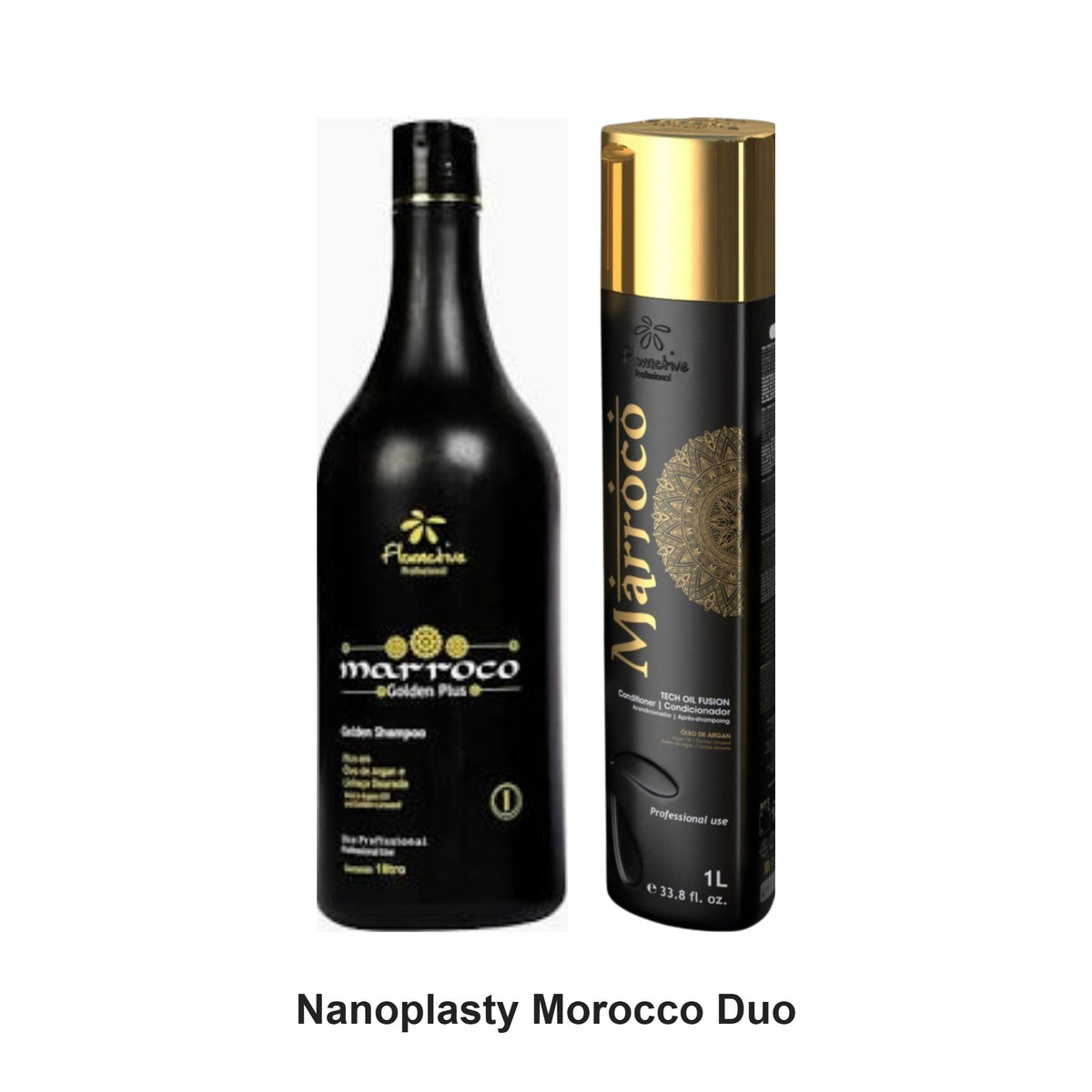 Floractive - Nanoplasty Morocco Shampoo & Conditioner Duo 1000ml Bundle – bundle contents: Nanoplasty Morocco Shampoo 1000ml, Nanoplasty Morocco Conditioner 1000ml