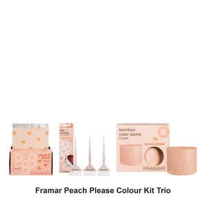 Framar - Peach Please Colour Kit Trio Bundle – bundle contents: Pop Up Foil - Peach Please 500 Sheets, Big Daddy Tint Brush - Peach Please 3pk, Bamboo Bowls - Peach Please