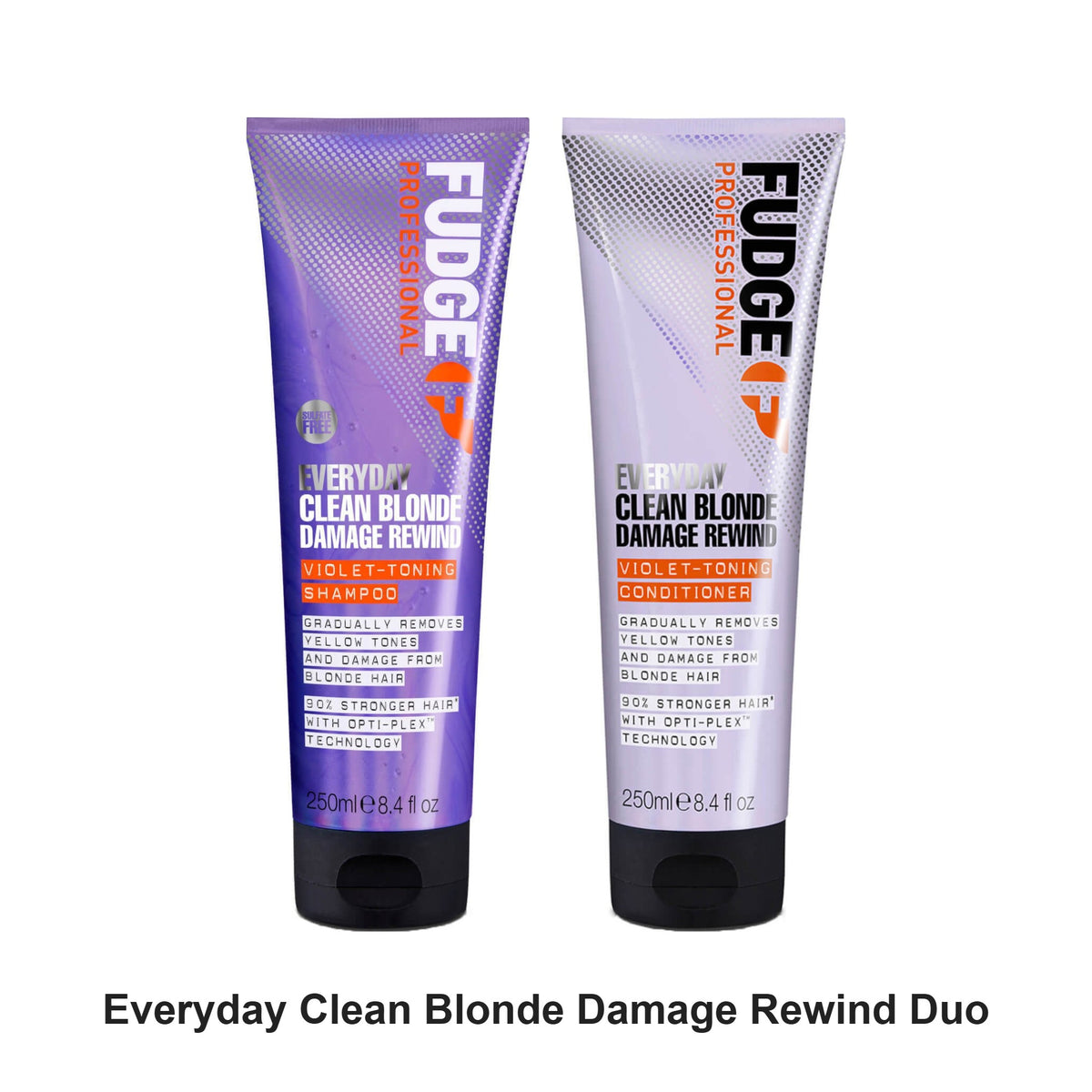 Fudge - Everyday Clean Blonde Damage Rewind Shampoo & Conditioner Duo Bundle – bundle contents: Everyday Clean Blonde Damage Rewind Shampoo 250ml, Everyday Clean Blonde Damage Rewind Conditioner 250ml