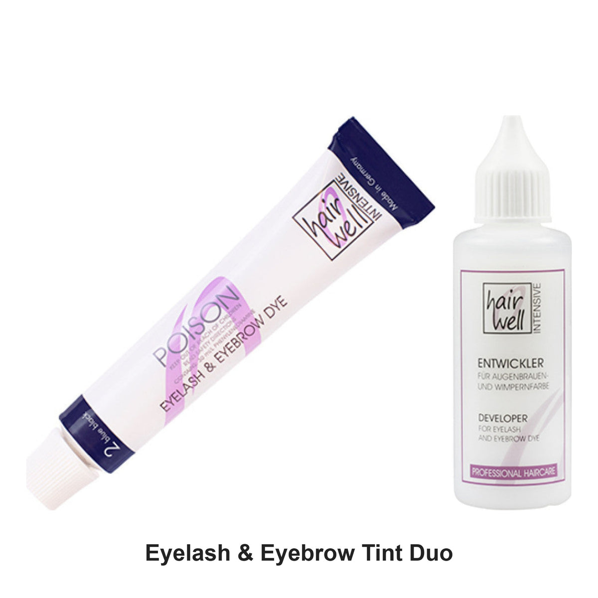Hairwell - Eyelash & Eyebrow Tint Blue Black & Developer Duo Bundle – bundle contents: Eyelash & Eyebrow Tint Blue Black 20ml, Eyelash & Eyebrow Tint Cream Developer 2% 50ml