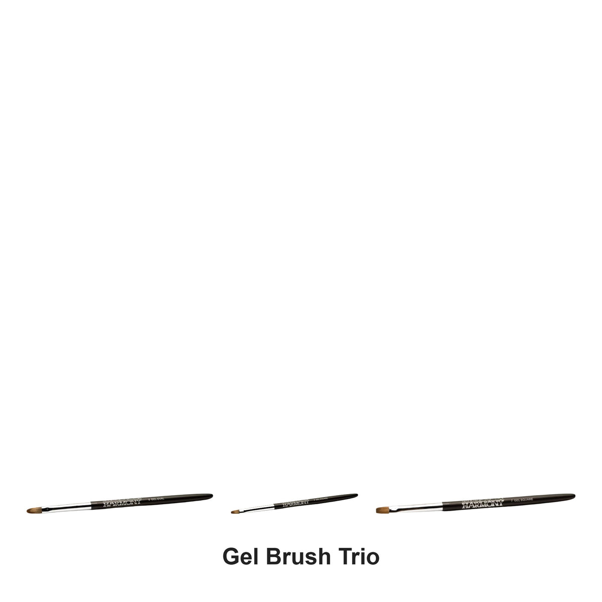 Harmony - Gel Brush Trio Bundle (#6 Oval, #6 Square & #7 Square) – bundle contents: #6 Gel Oval Brush, #6 Gel Square Brush, #7 Gel Square Brush