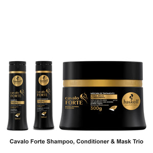 Haskell - Cavalo Forte Shampoo, Conditioner & Mask Trio Bundle – bundle contents: Cavalo Forte (Strong Horse) Shampoo 300ml, Cavalo Forte (Strong Horse) Conditioner 300ml, Cavalo Forte (Strong Horse) Mask 300g