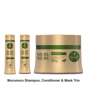 Haskell - Murumuru Shampoo, Conditioner & Mask Trio Bundle – bundle contents: Murumuru Shampoo 300ml, Murumuru Conditioner 300ml, Murumuru Haskell Mask 300g
