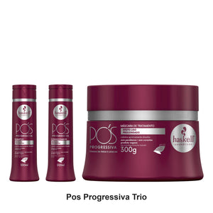Haskell - Pos Progressiva Shampoo, Conditioner & Mask Trio Bundle – bundle contents: Pos Progressiva (After Straightening) Shampoo 300ml, Pos Progressiva (After Straightening) Conditioner 300ml, Pos Progressiva (After Straightening) Mask 300g