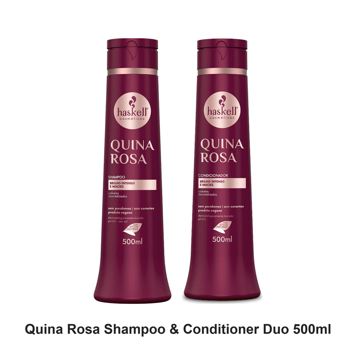 Haskell - Quina Rosa Shampoo & Conditioner Duo 500ml Bundle – bundle contents: Quina Rosa (Pink Cinchona) Shampoo 500ml, Quina Rosa (Pink Cinchona) Conditioner 500ml