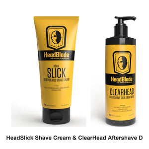 HeadBlade - HeadSlick Shave Cream & ClearHead Aftershave Duo Bundle – bundle contents: HeadSlick Mentholated Shave Cream 150ml, ClearHead Aftershave 236ml