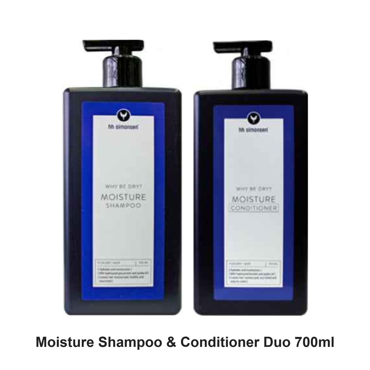 HH Simonsen - Moisture Shampoo & Conditioner Duo 700ml Bundle – bundle contents: Moisture Shampoo 700ml, Moisture Conditioner 700ml