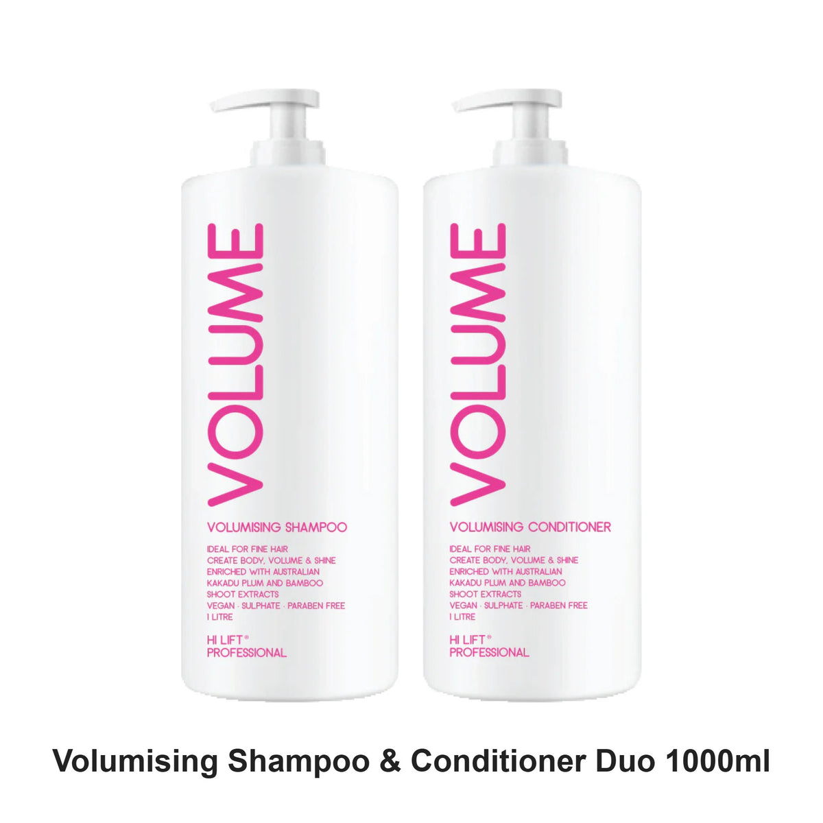 Hi Lift - Volumising Shampoo & Conditioner Duo 1000ml Bundle – bundle contents: Volumising Shampoo 1000ml, Volumising Conditioner 1000ml