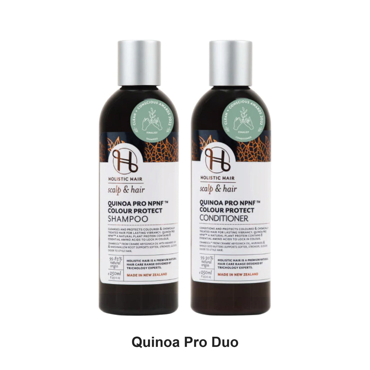 Holistic Hair - Quinoa Pro Colour Protect Shampoo & Conditioner Duo Bundle – bundle contents: Quinoa Pro NPNF Colour Protect Shampoo 250ml, Quinoa Pro NPNF Colour Protect Conditioner 250ml