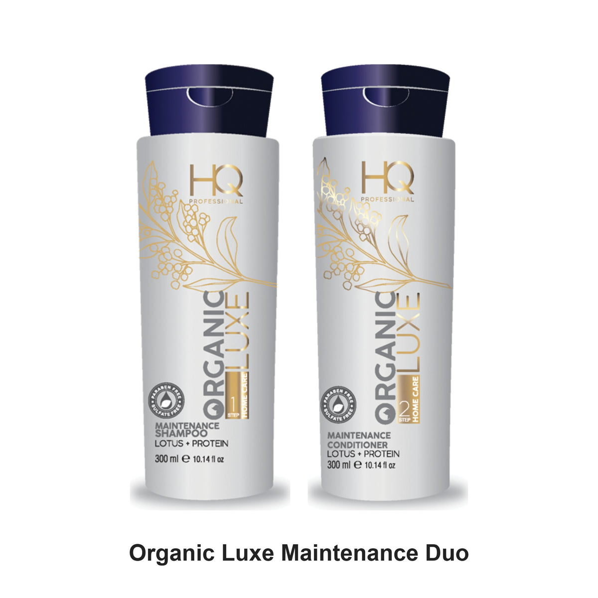 HQ Professional - Organic Luxe Maintenance Shampoo & Conditioner Duo Bundle – bundle contents: Organic Luxe Maintenance Shampoo 300ml, Organic Luxe Maintenance Conditioner 300ml
