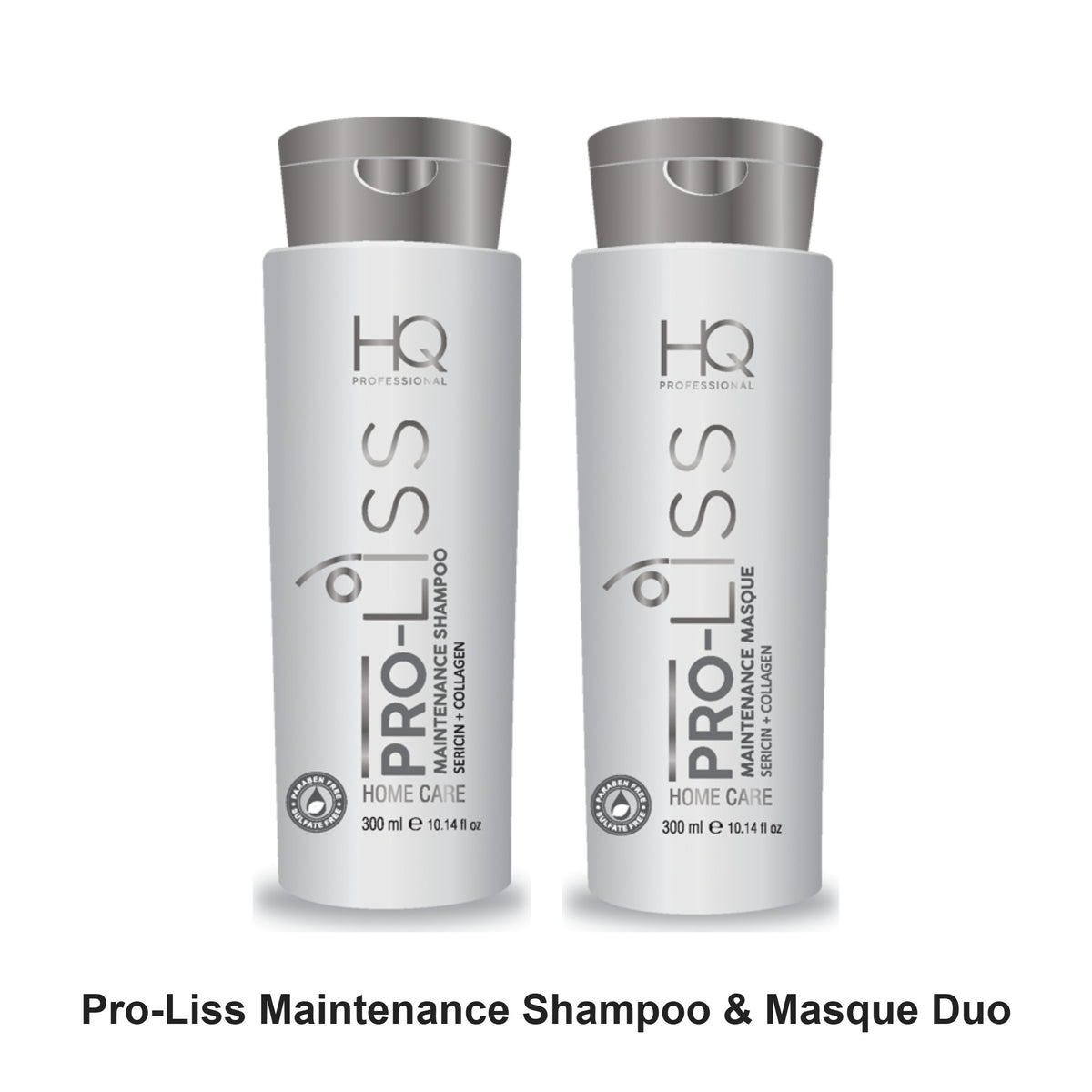 HQ Professional - Pro-Liss Maintenance Shampoo & Masque Duo Bundle – bundle contents: Pro-Liss Maintenance Shampoo 300ml, Pro-Liss Maintenance Masque 300ml