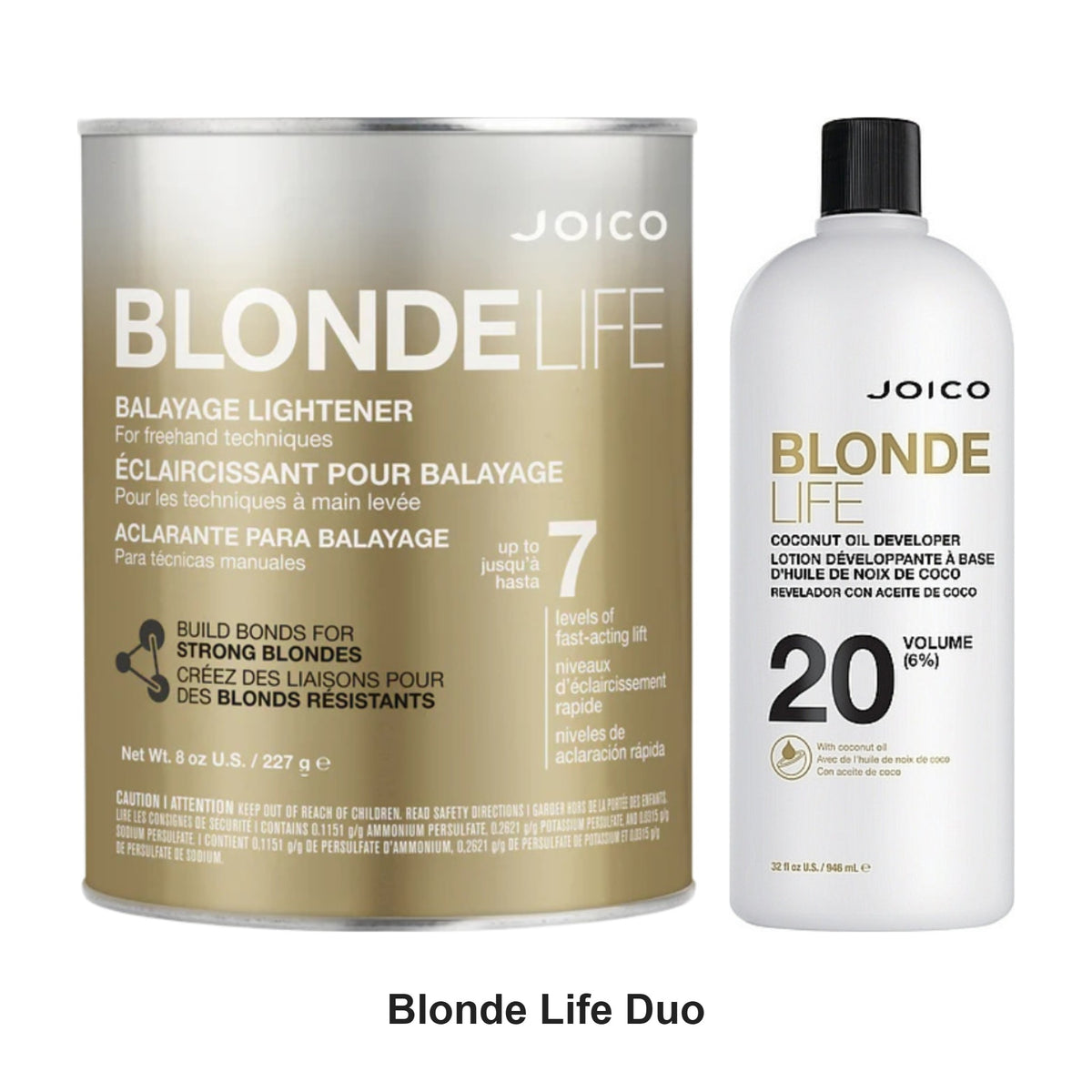 Joico - Blonde Life Balayage Lightener & 20 Vol Developer Duo Bundle – bundle contents: Blonde Life Balayage Lightener 227g, Blonde Life Coconut Oil Developer 20 Vol (6%) 946ml