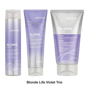 Joico - Blonde Life Violet Shampoo, Conditioner & Enhancing Masque Trio Bundle – bundle contents: Blonde Life Violet Shampoo 300ml, Blonde Life Violet Conditioner 250ml, Blonde Life Violet Enhancing Masque 150ml