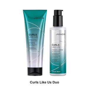 Joico - Curls Like Us Gelee & Creme Styler Curl Styling Duo Bundle – bundle contents: Curls Like Us Define & Seal Curl Defining Gelee 250ml, Curls Like Us Hydrate Define Curl Creme Styler 200ml