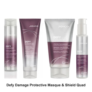 Joico - Defy Damage Protective Shampoo, Conditioner, Masque & Shield Quad Bundle – bundle contents: Defy Damage Protective Shampoo 300ml, Defy Damage Protective Conditioner 250ml, Defy Damage Protective Masque 150ml, Defy Damage Protective Shield 100ml