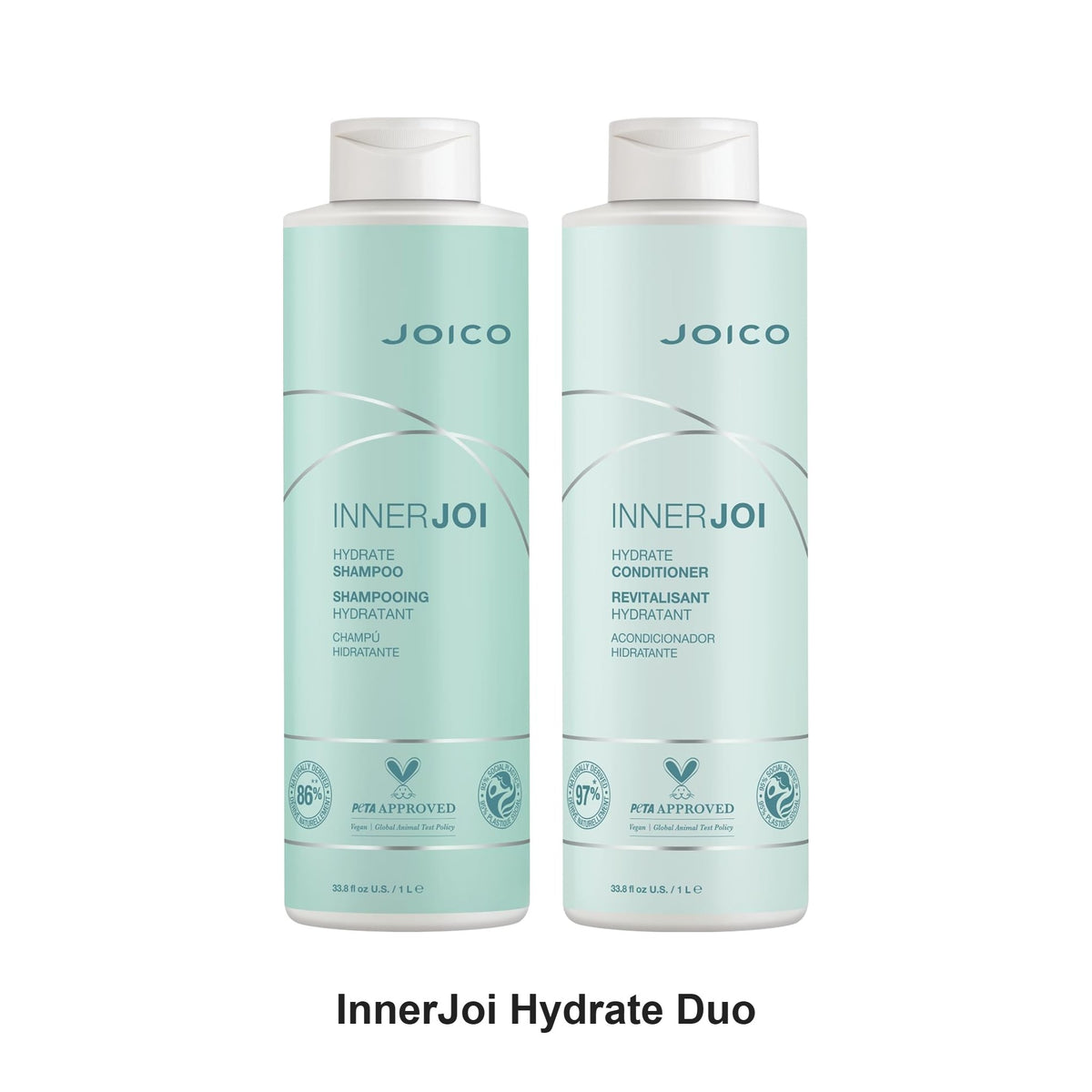 Joico - InnerJoi Hydrate Shampoo & Conditioner Duo 1000ml Bundle – bundle contents: InnerJoi Hydrate Shampoo 1000ml, InnerJoi Hydrate Conditioner 1000ml