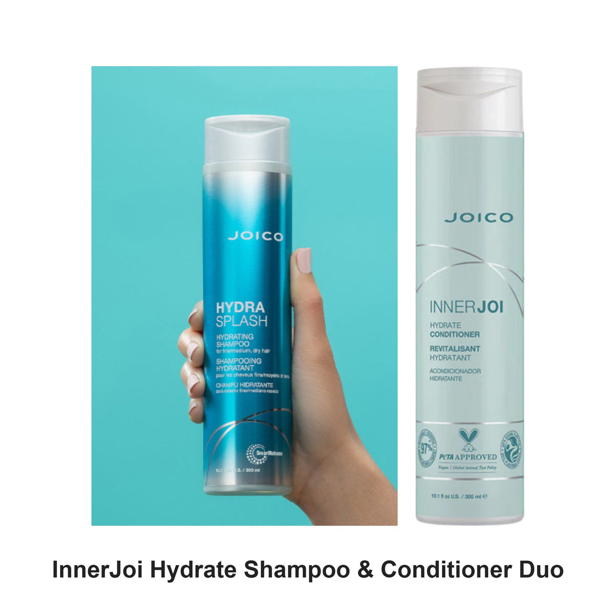 Joico - InnerJoi Hydrate Shampoo & Conditioner Duo Bundle – bundle contents: InnerJoi Hydrate Shampoo 300ml, InnerJoi Hydrate Conditioner 300ml