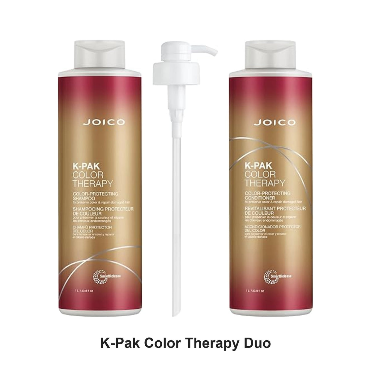 Joico - K-Pak Color Therapy Shampoo & Conditioner Duo 1000ml Bundle – bundle contents: K-Pak Color Therapy Color Protecting Shampoo 1000ml, K-Pak Color Therapy Color Protecting Conditioner 1000ml